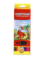 Карандаши цветные пластиковые18 цветов "Мультяшные герои", в коробке